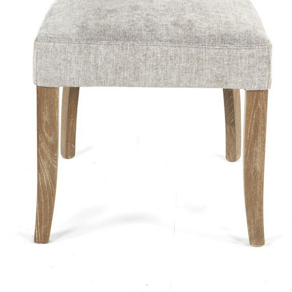 Benjara Ryna Dining Side Chair Set of 2, Gray, Washed Oak Brown Solid Wood