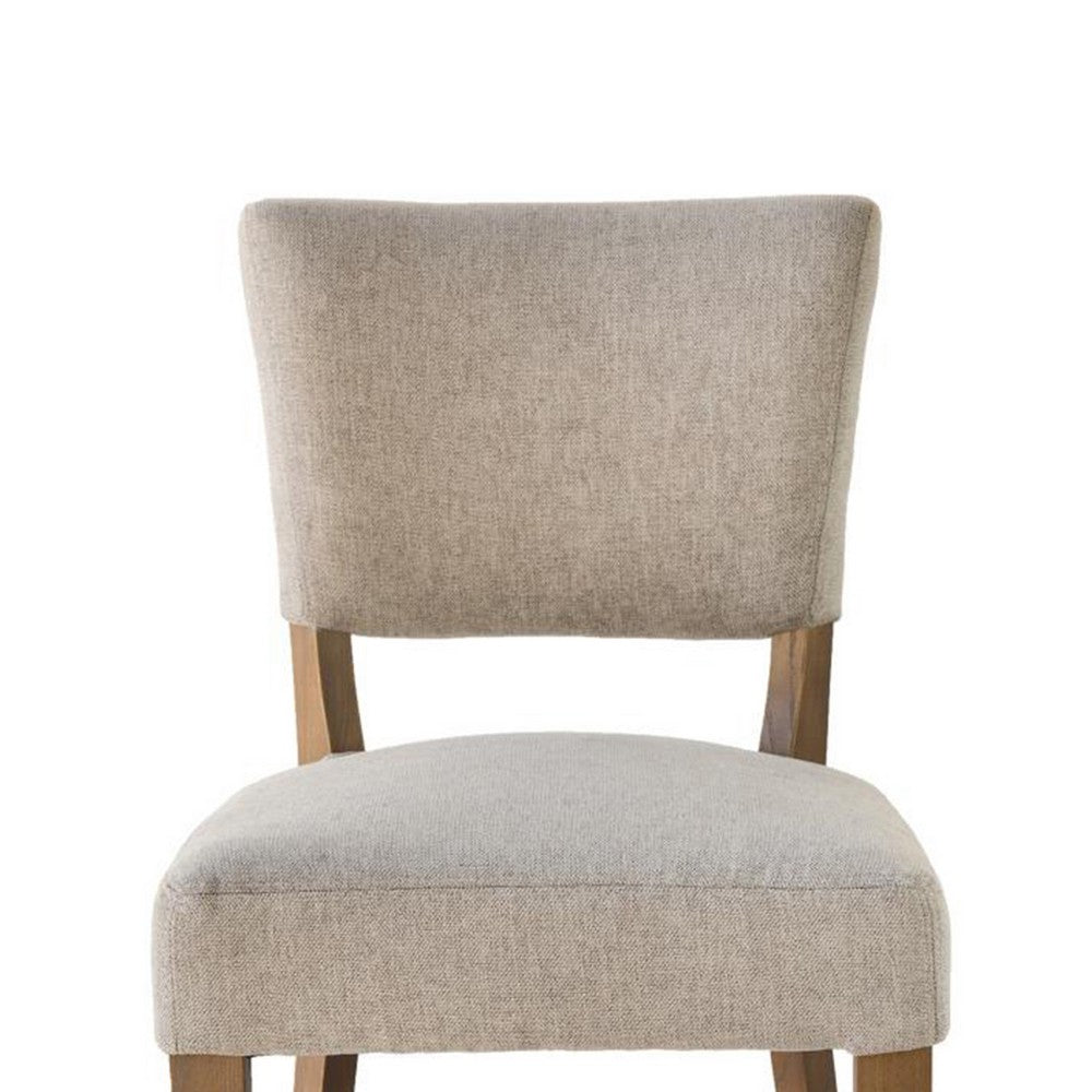 Benjara Ryna Counter Stool Chair, Light Gray Fabric, Oak Brown Solid Wood
