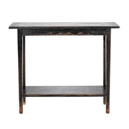 Benjara Duro Sofa Console Table with Open Shelf, Reclaimed Wood, Antique Black