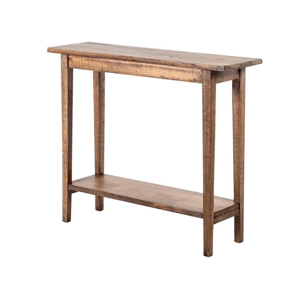 Benjara Duro Sofa Console Table with Open Shelf, Reclaimed Wood, Antique Brown