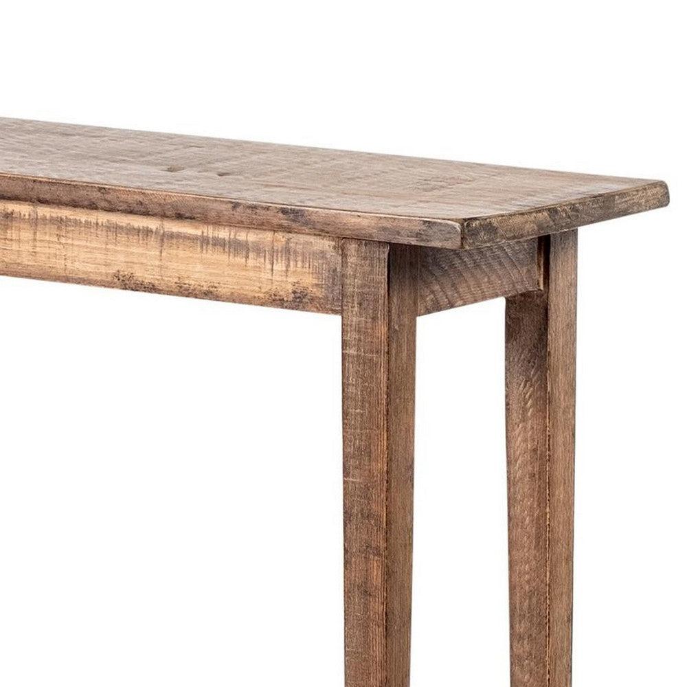 Benjara Duro Sofa Console Table with Open Shelf, Reclaimed Wood, Antique Brown