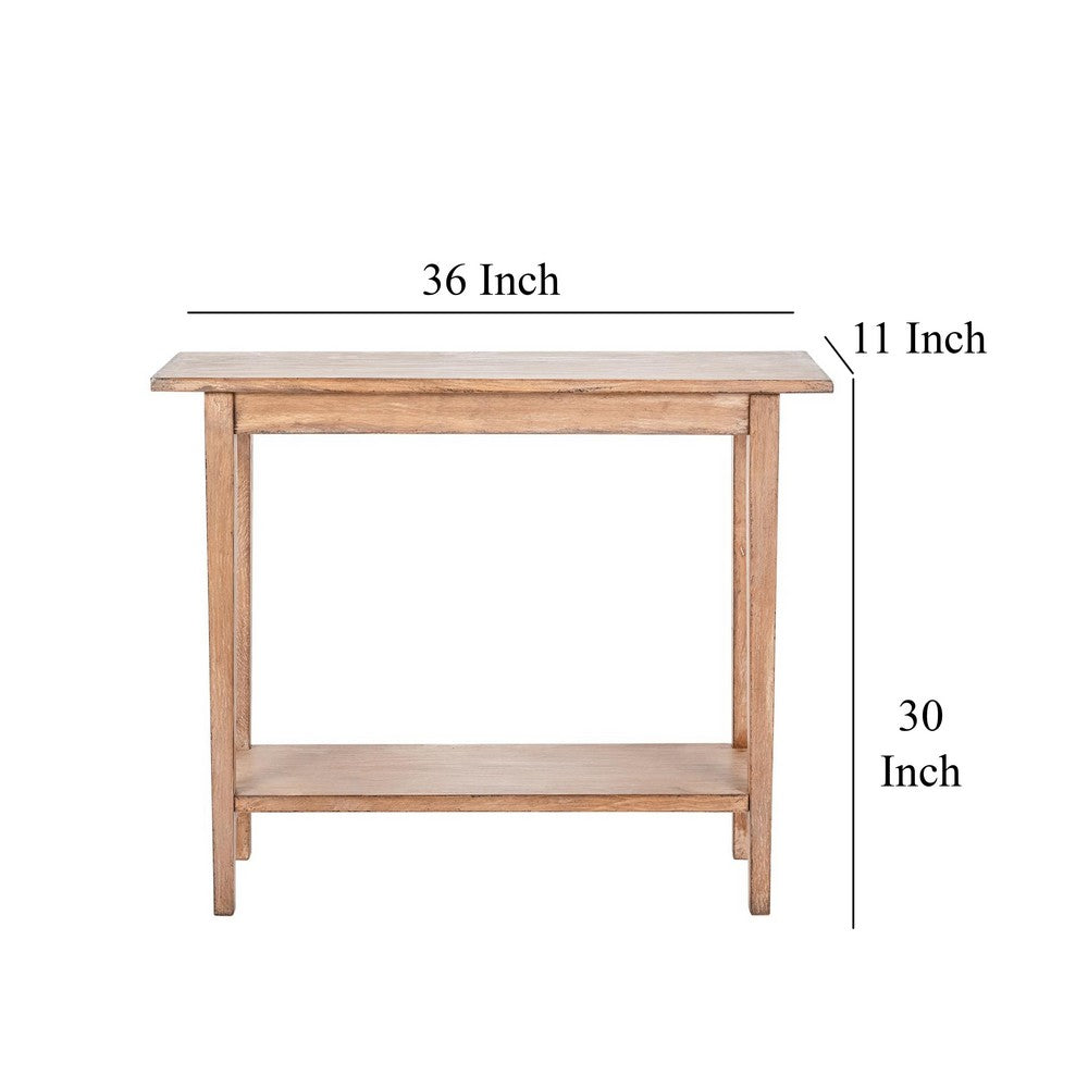 Benjara Duro Sofa Console Table with Open Shelf, Reclaimed Wood, Antique Brown