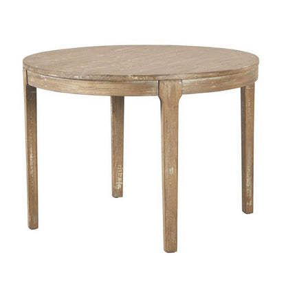 Benjara Tuley Dining Table, Tapered Legs, Pine Wood, Gray, 42 Inch Round Top