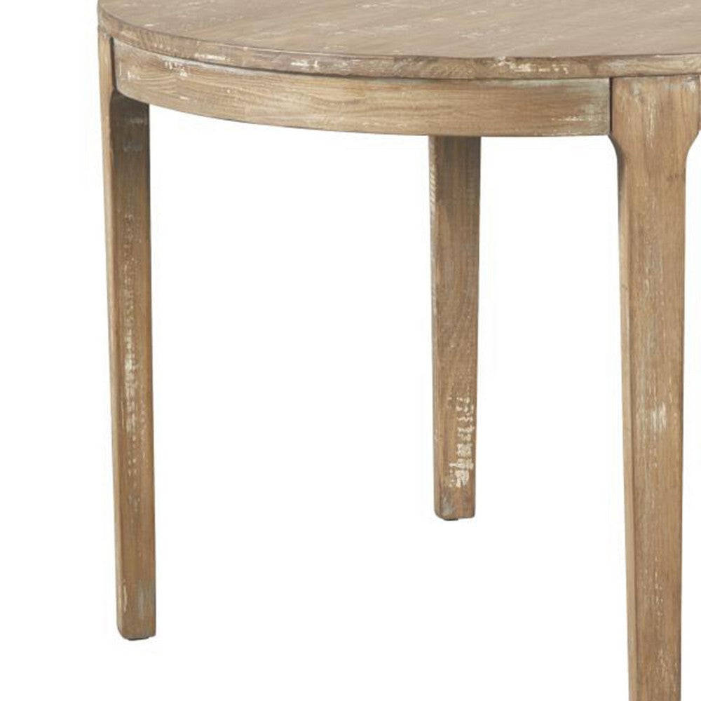 Benjara Tuley Dining Table, Tapered Legs, Pine Wood, Gray, 42 Inch Round Top
