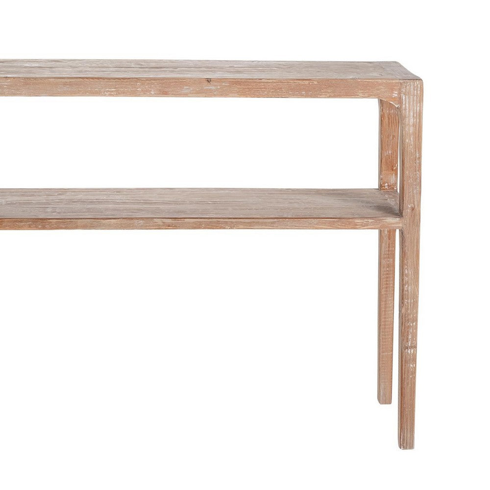 Benjara Tuley Sofa Console Table, Storage Shelf, Pine Wood, Gray, 48 Inch