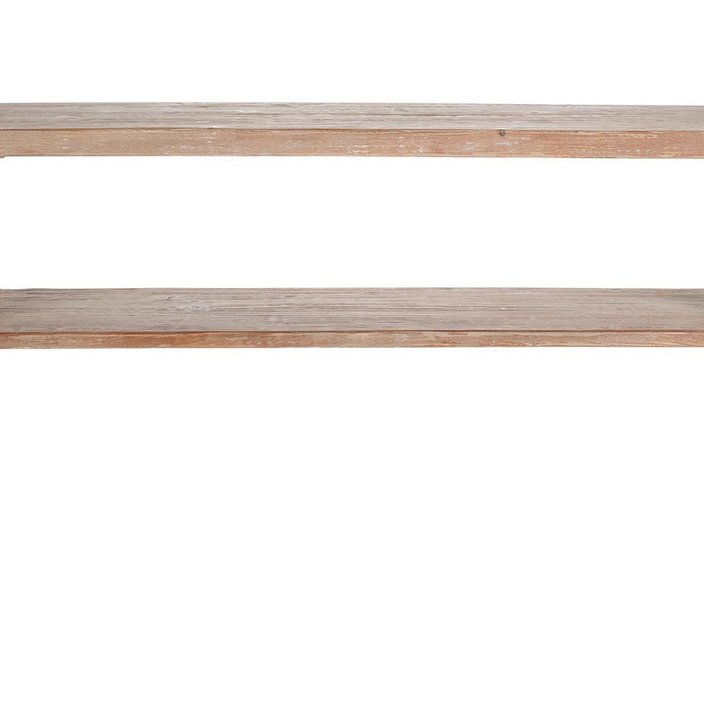 Benjara Tuley Sofa Console Table, Storage Shelf, Pine Wood, Gray, 48 Inch