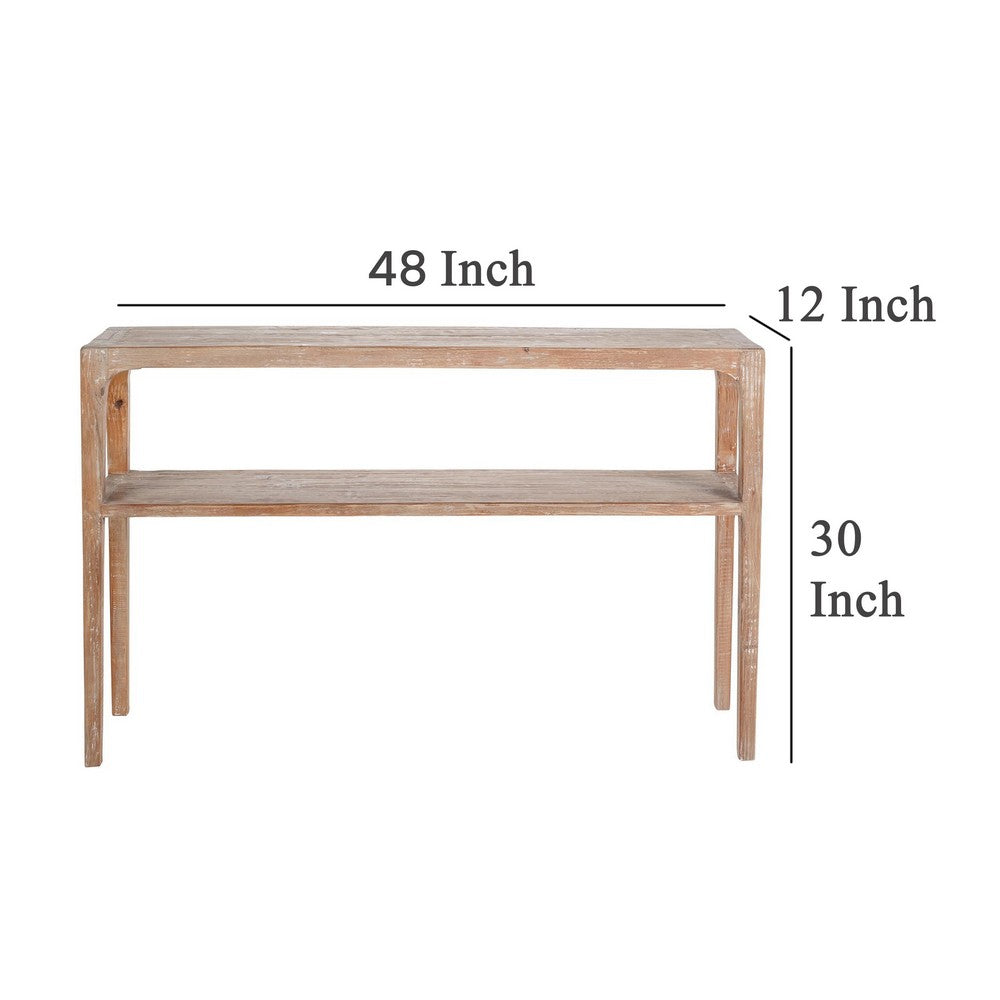 Benjara Tuley Sofa Console Table, Storage Shelf, Pine Wood, Gray, 48 Inch