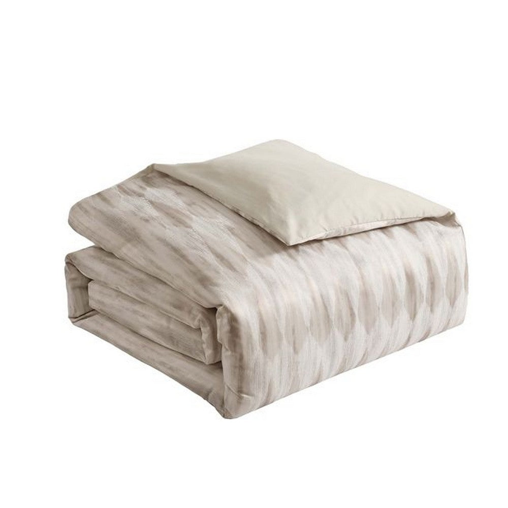 Benjara Rely 10pc Coverlet King Size Comforter Set, Woven Jacquard, Ivory