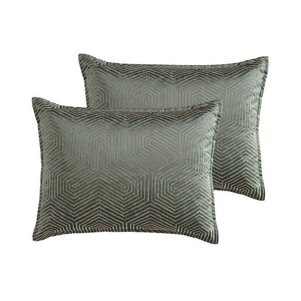 Benjara Mely 10pc Coverlet King Comforter Set, Shams, Green Woven Jacquard