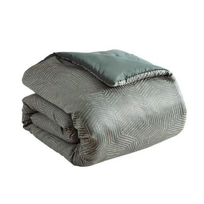 Benjara Mely 10pc Coverlet Queen Comforter Set, Shams, Green Woven Jacquard