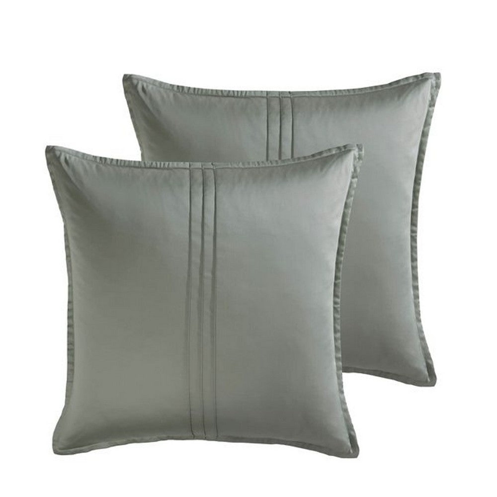 Benjara Keo 8pc Queen Comforter Set, Reversible, Shams, Sage Gray Silky Fabric