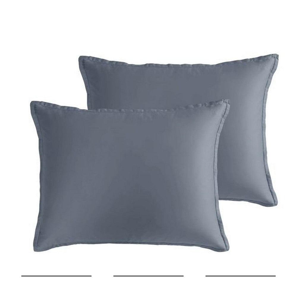 Benjara Keo 9pc King Comforter Set, Reversible, Shams, Smoke Blue Silky Fabric