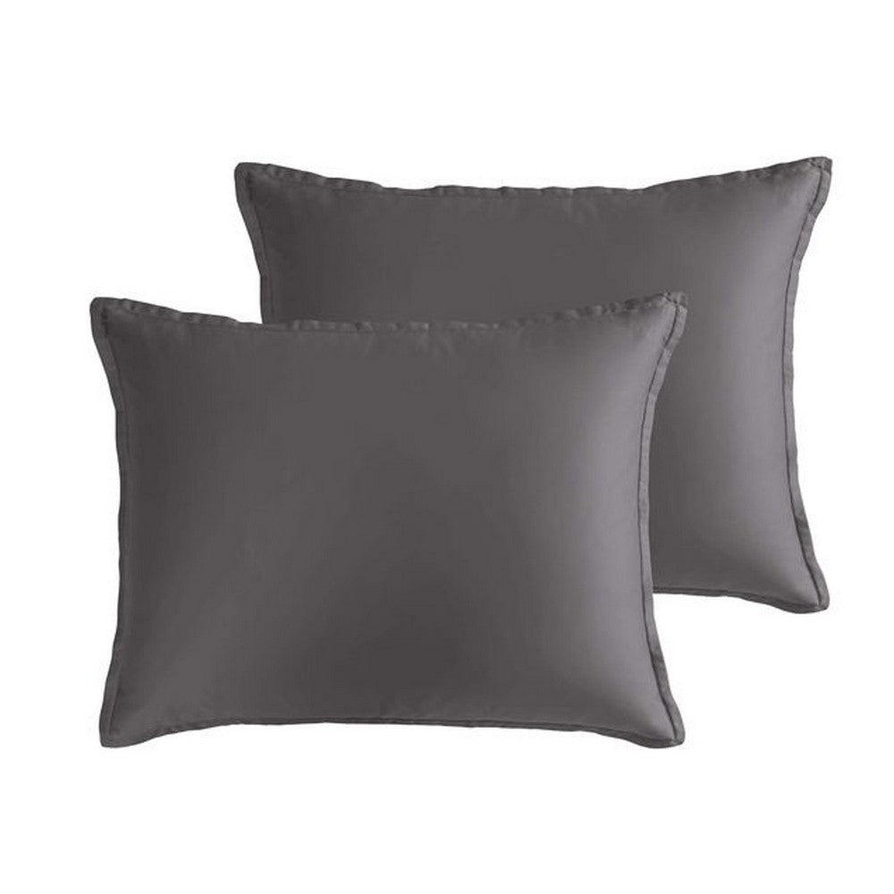 Benjara Keo 9pc King Comforter Set, Reversible, Shams, Dark Gray Silky Fabric