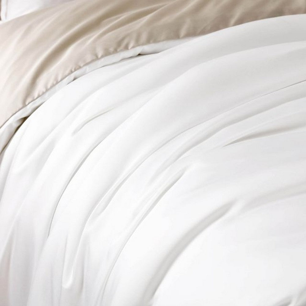 Benjara Keo 9pc King Comforter Set, Reversible, Shams, Ivory Silky Fabric