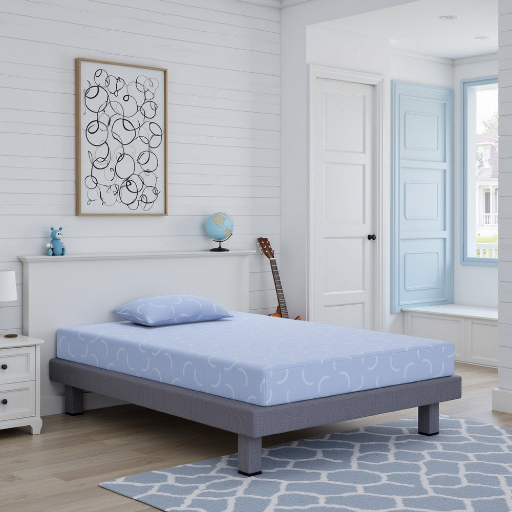 Benjara Ruve Full Mattress, Standard Pillow, Memory Foam, Light Blue 7 Inch