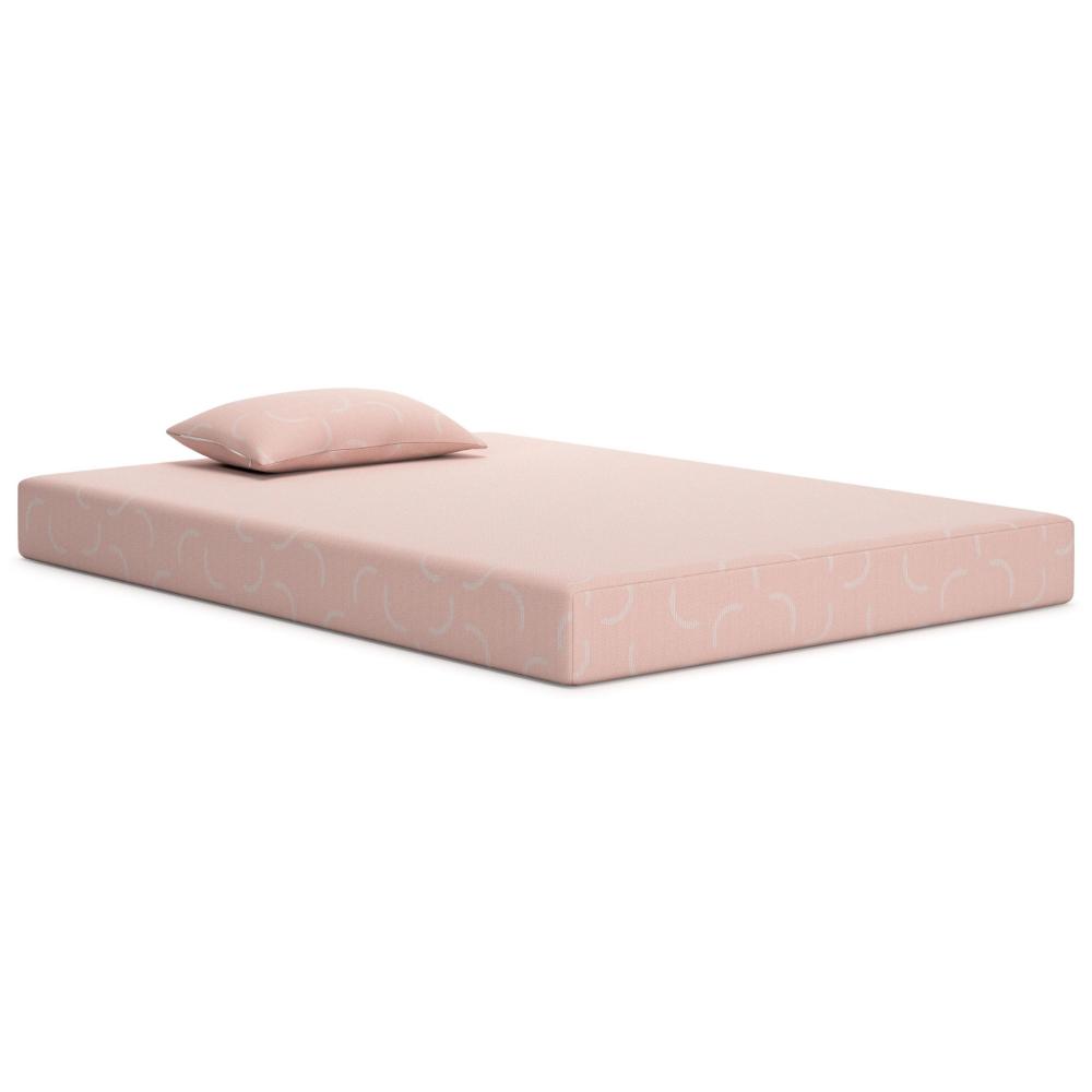 Benjara Ruve Full Mattress, Standard Pillow, Memory Foam, Light Pink 7 Inch
