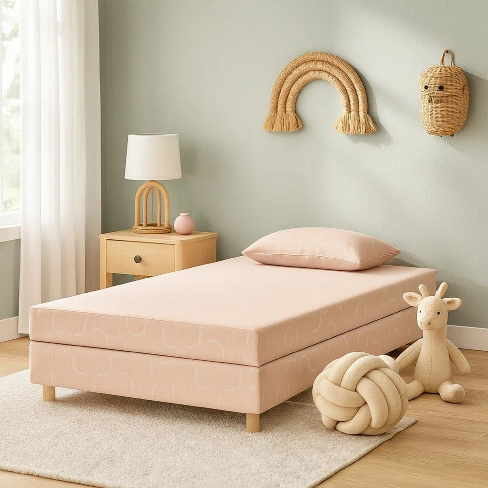 Benjara Ruve Full Mattress, Standard Pillow, Memory Foam, Light Pink 7 Inch