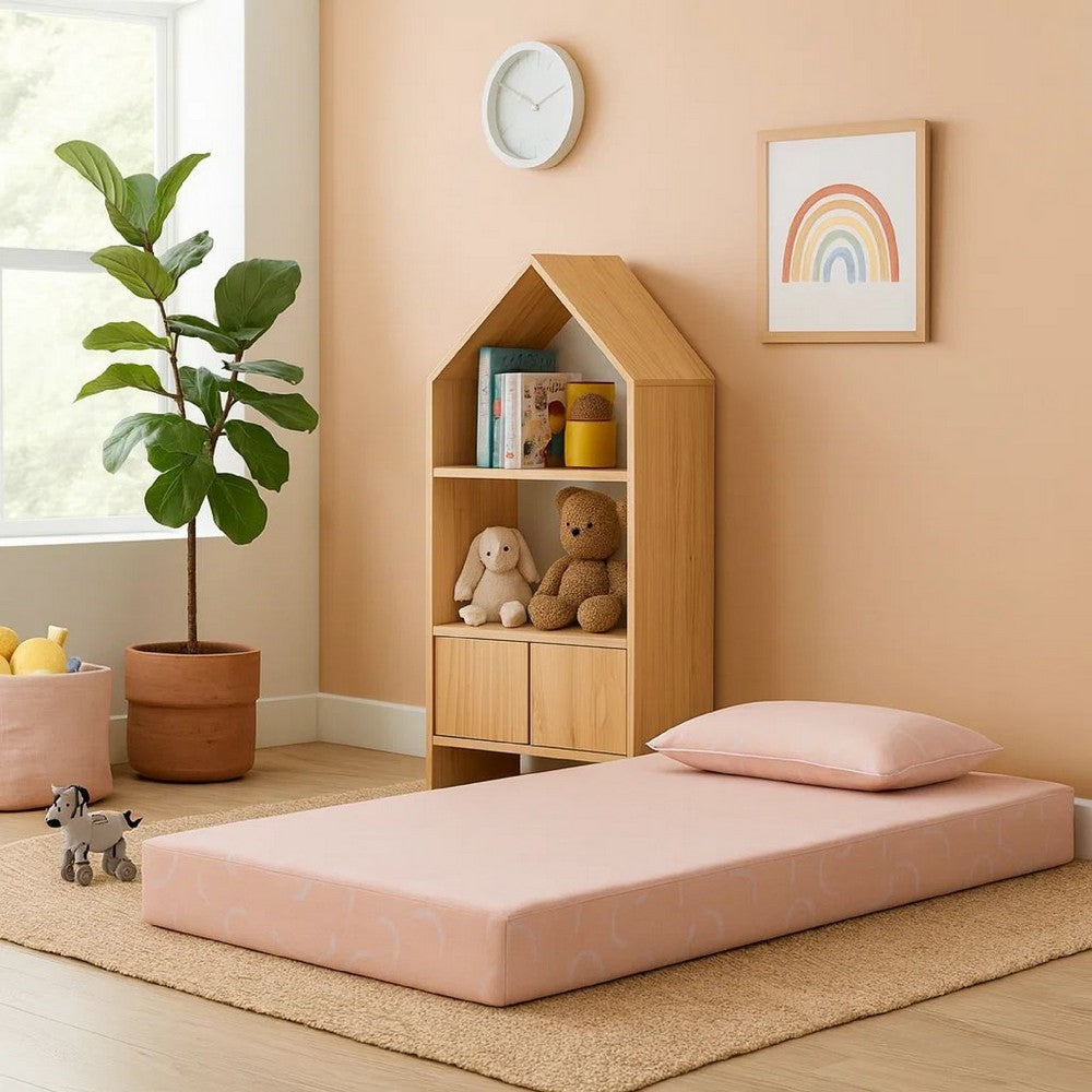 Benjara Ruve Full Mattress, Standard Pillow, Memory Foam, Light Pink 7 Inch