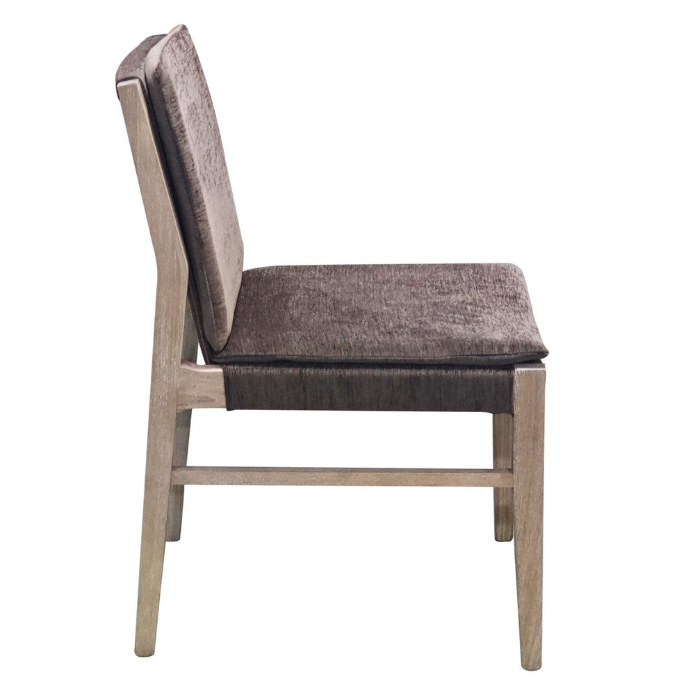 Benjara Lily Dining Side Chair Set of 2, Padded, Gray Fabric, Ash Wood Frame