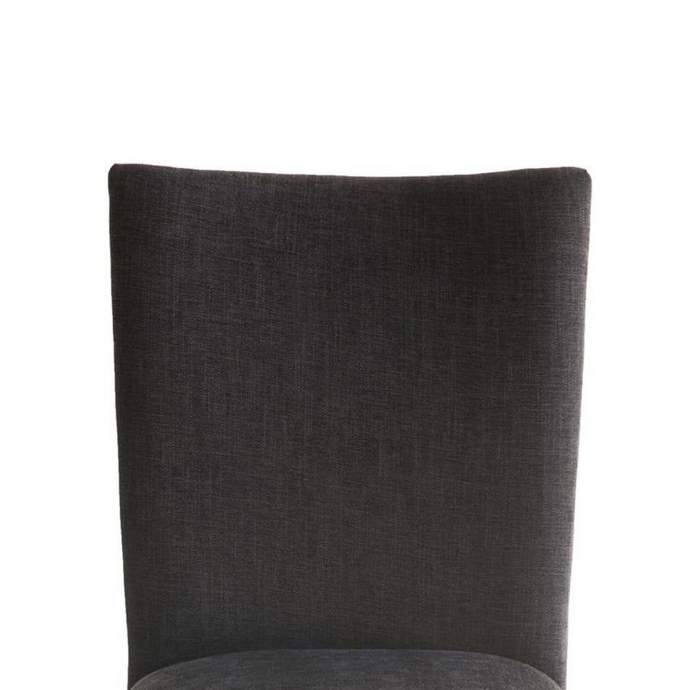 Benjara Zeus Dining Side Chair Set of 2, Black Fabric, Gray Tapered Legs
