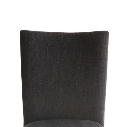 Benjara Zeus Dining Side Chair Set of 2, Black Fabric, Gray Tapered Legs