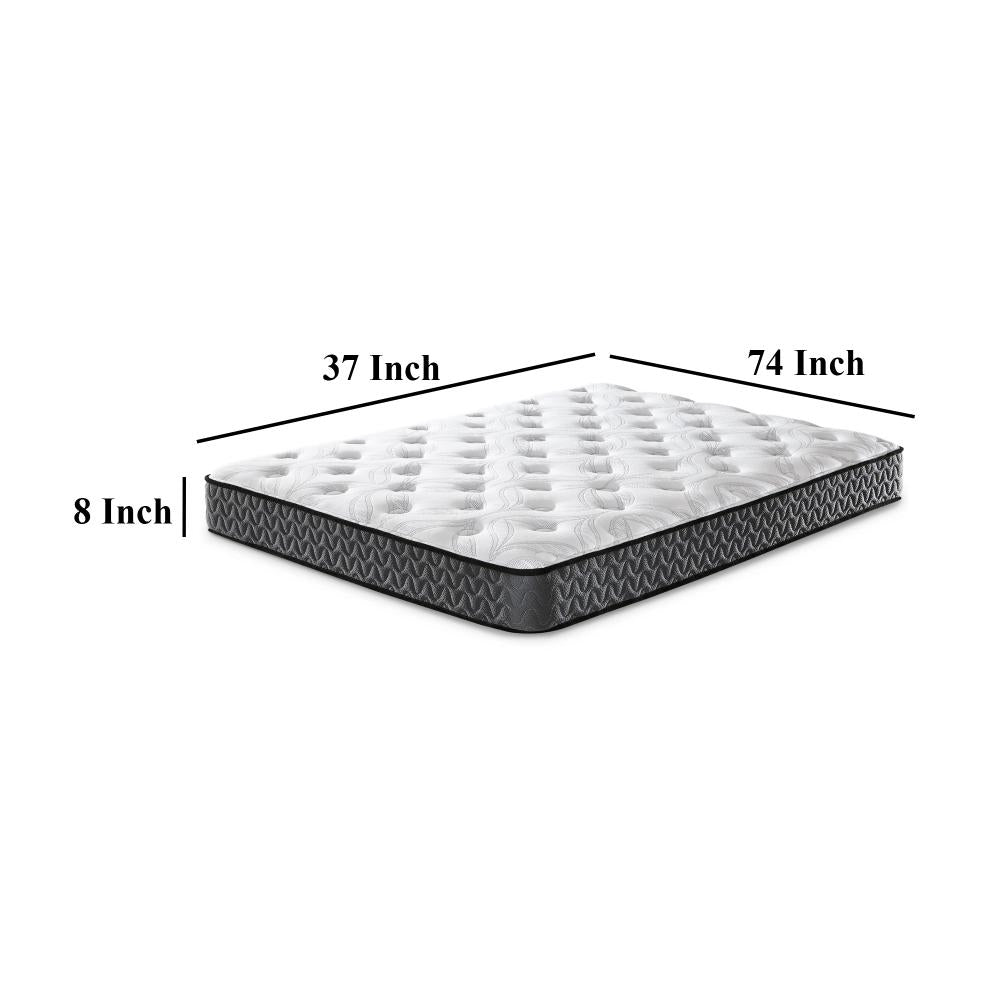 Benjara Beny Twin Mattress, Bonnell Hybrid Coil, Foam, Firm Comfort 8 Inch