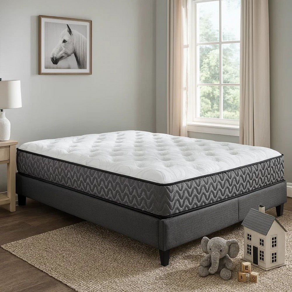 Benjara Beny Twin Mattress, Bonnell Hybrid Coil, Foam, Firm Comfort 8 Inch