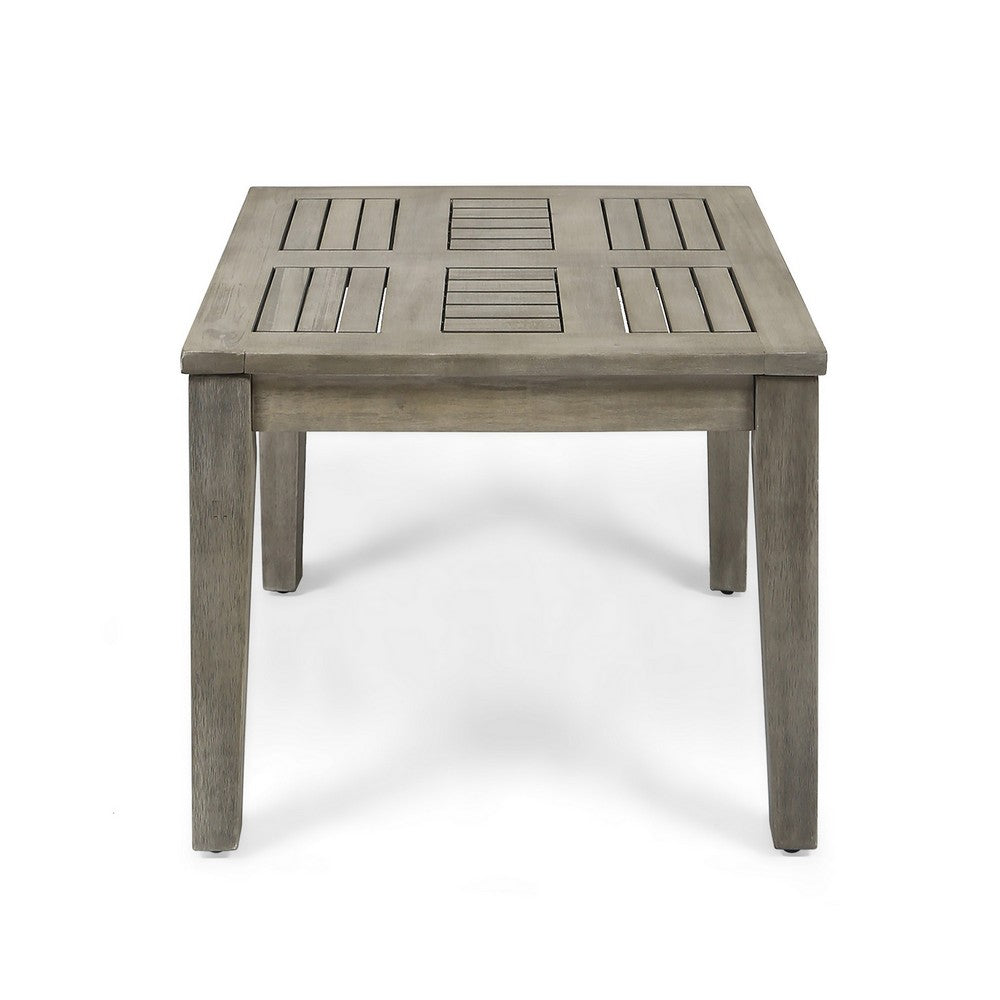 Benjara Bops Outdoor Square Side Table, 20 Inch Gray Weather-Resistant Wood