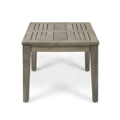 Benjara Bops Outdoor Square Side Table, 20 Inch Gray Weather-Resistant Wood