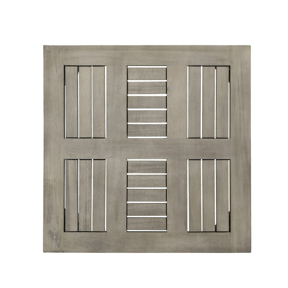 Benjara Bops Outdoor Square Side Table, 20 Inch Gray Weather-Resistant Wood