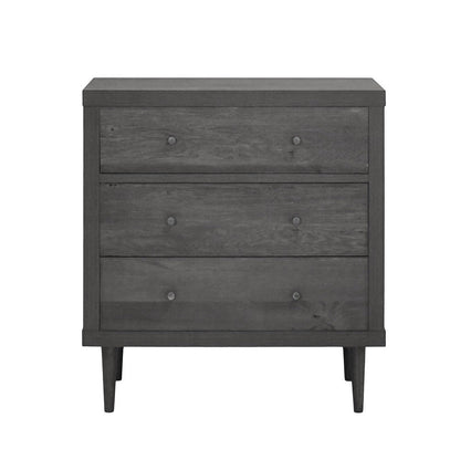 Benjara Raya Tall Dresser Chest, 3 Drawers And Rubberwood Legs, Modern Gray