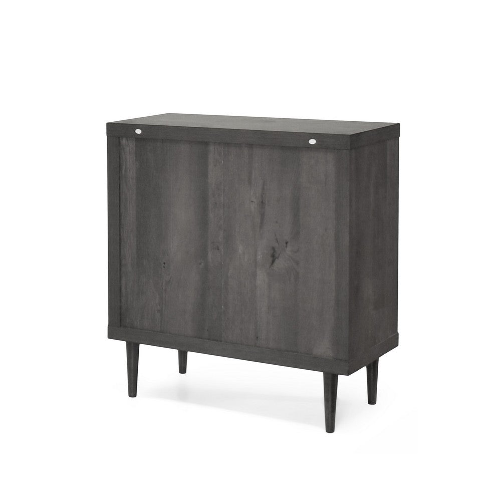 Benjara Raya Tall Dresser Chest, 3 Drawers And Rubberwood Legs, Modern Gray