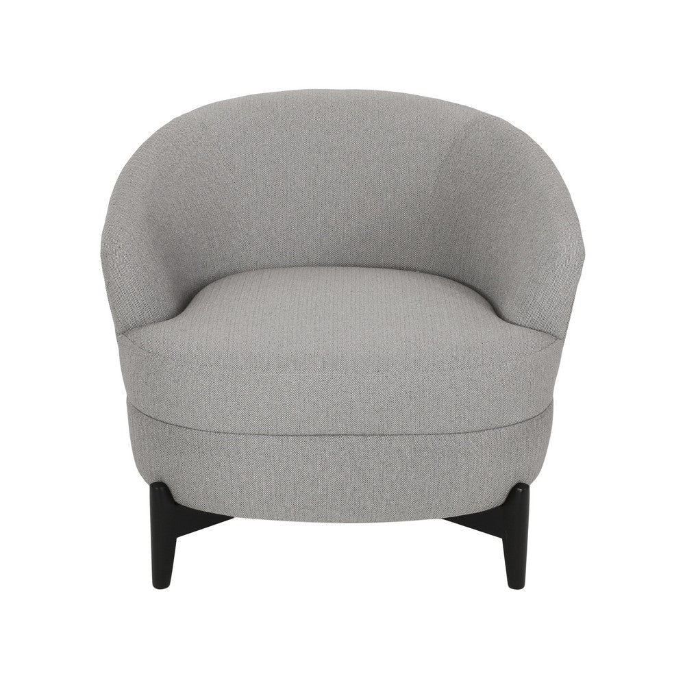 Benjara Olie Accent Club Chair, Barrel Style, Boucle Gray Fabric, Cross Base