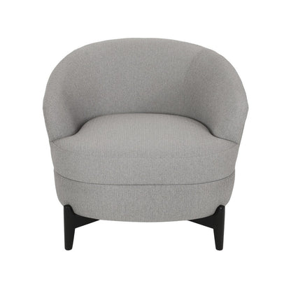 Benjara Olie Accent Club Chair, Barrel Style, Boucle Gray Fabric, Cross Base