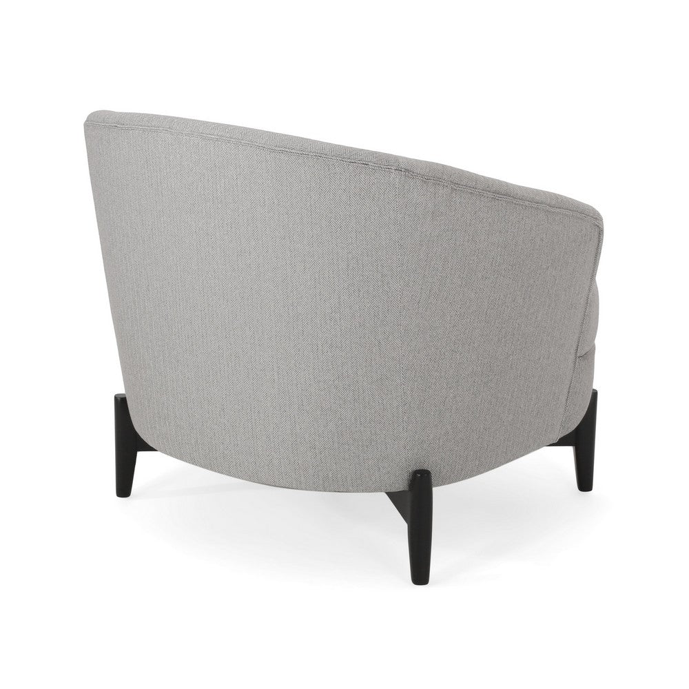 Benjara Olie Accent Club Chair, Barrel Style, Boucle Gray Fabric, Cross Base