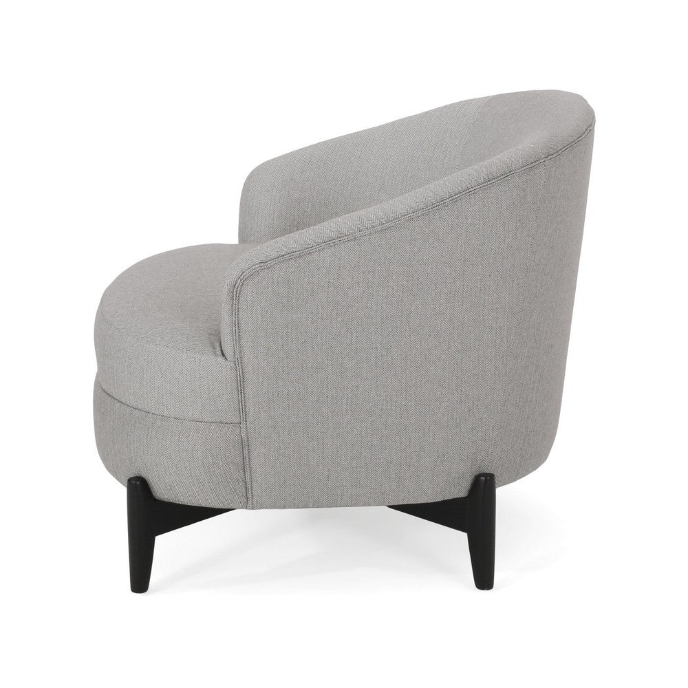 Benjara Olie Accent Club Chair, Barrel Style, Boucle Gray Fabric, Cross Base