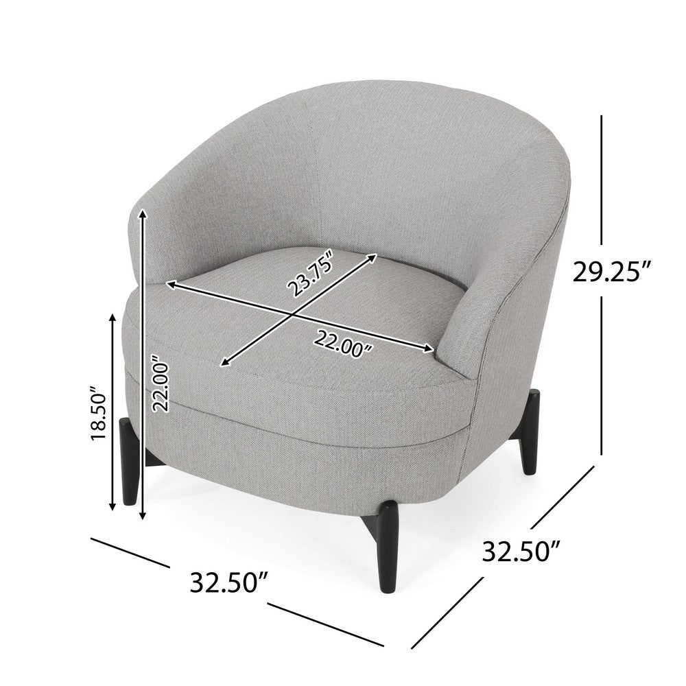 Benjara Olie Accent Club Chair, Barrel Style, Boucle Gray Fabric, Cross Base