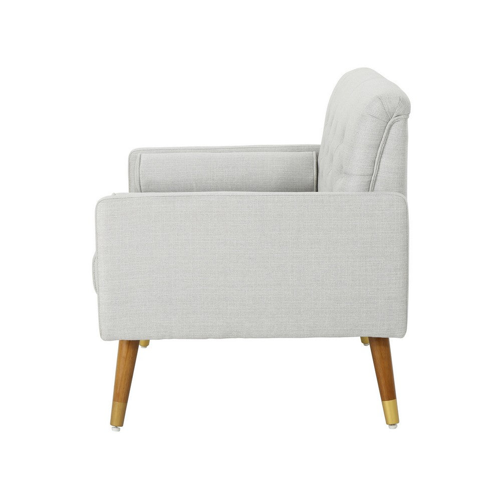 Benjara Lita Wide Accent Club Chair, Button Tufted, Gray Textured Fabric