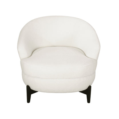 Benjara Olie Accent Club Chair, Barrel Style, Boucle White Fabric, Cross Base