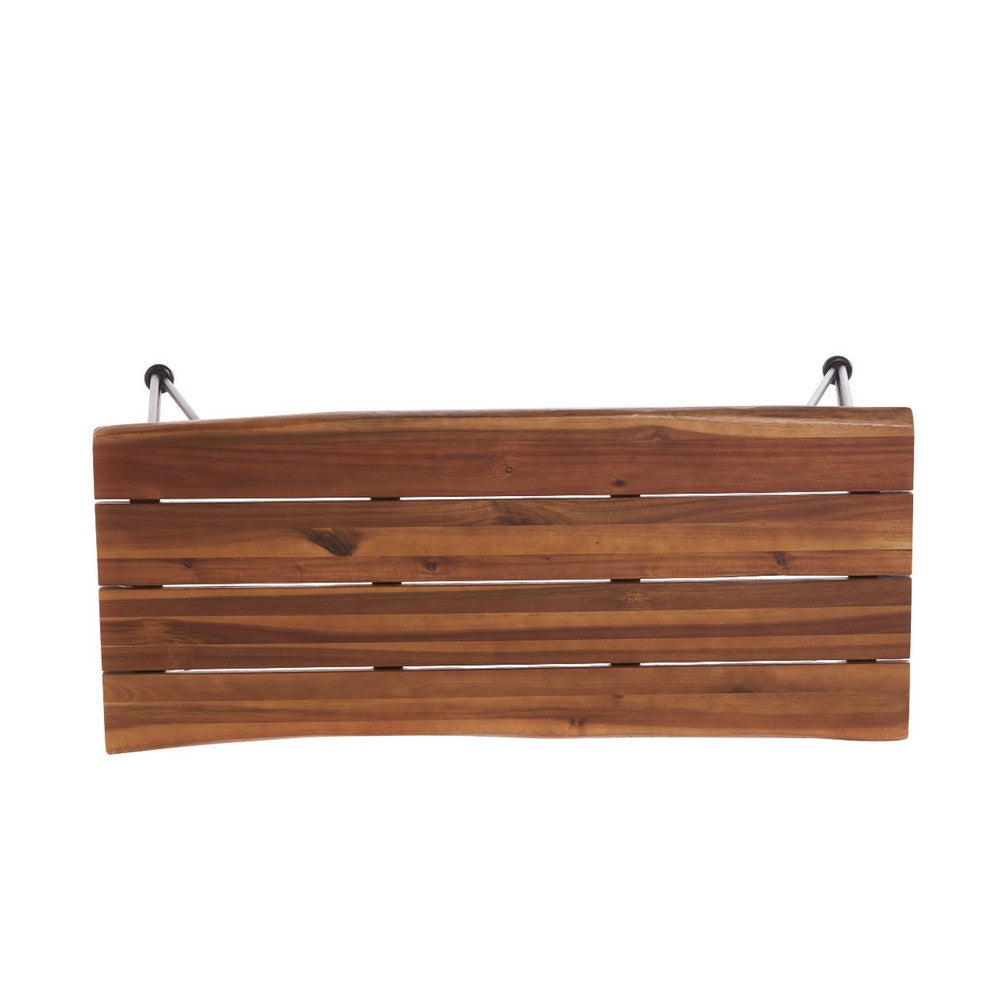 Benjara Zoe Outdoor Coffee Table, Hairpin Legs, 43in Brown Slatted Acacia Wood