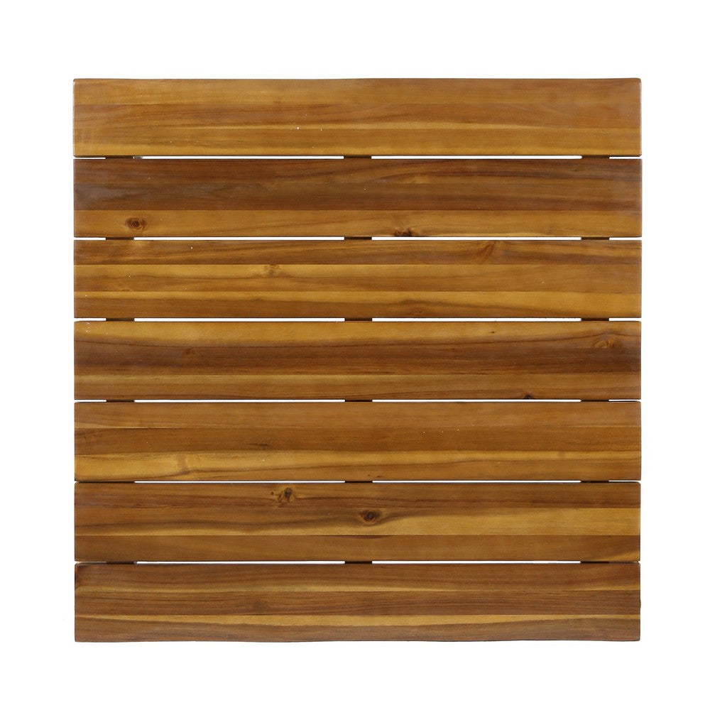 Benjara Zoe Outdoor Coffee Table, Hairpin Legs, 33in Brown Slatted Acacia Wood