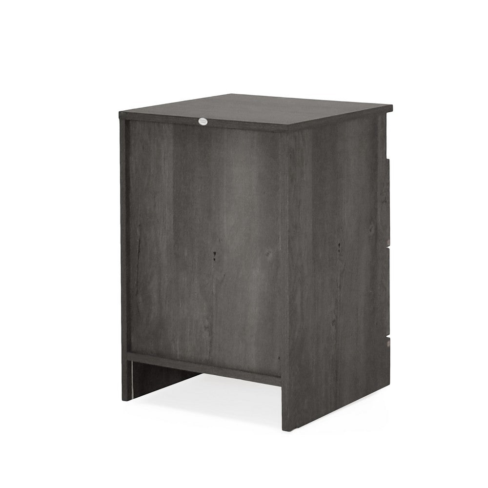 Benjara Vinie Nightstand, 2 Drawers And Open Top, 23 Inch Dark Gray Faux Wood