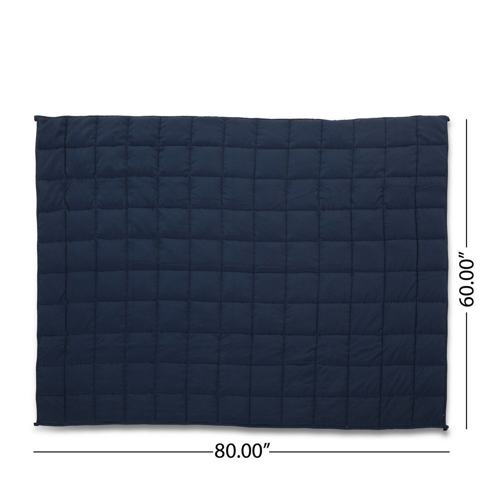 Benjara Blankie 20lbs Weighted Blanket, 60 x 80 Cotton Multilayer, Navy Blue