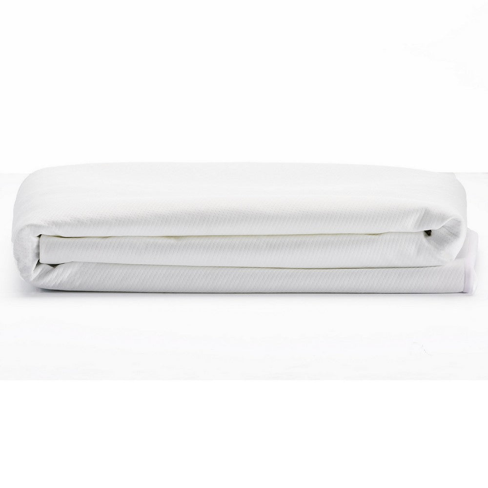 Benjara Swan King Size Mattress Protector, Waterproof Coating, White Polyester