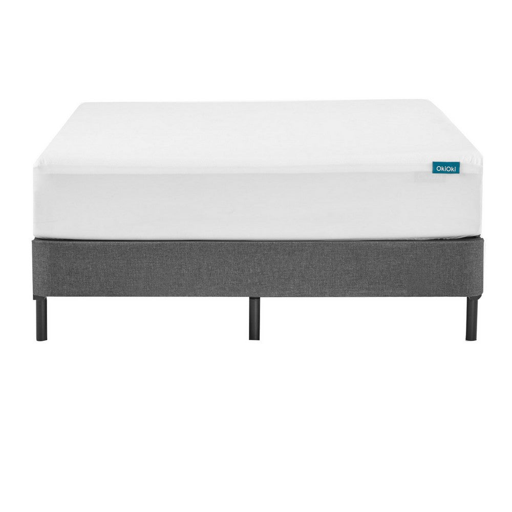 Benjara Swan King Size Mattress Protector, Waterproof Coating, White Polyester