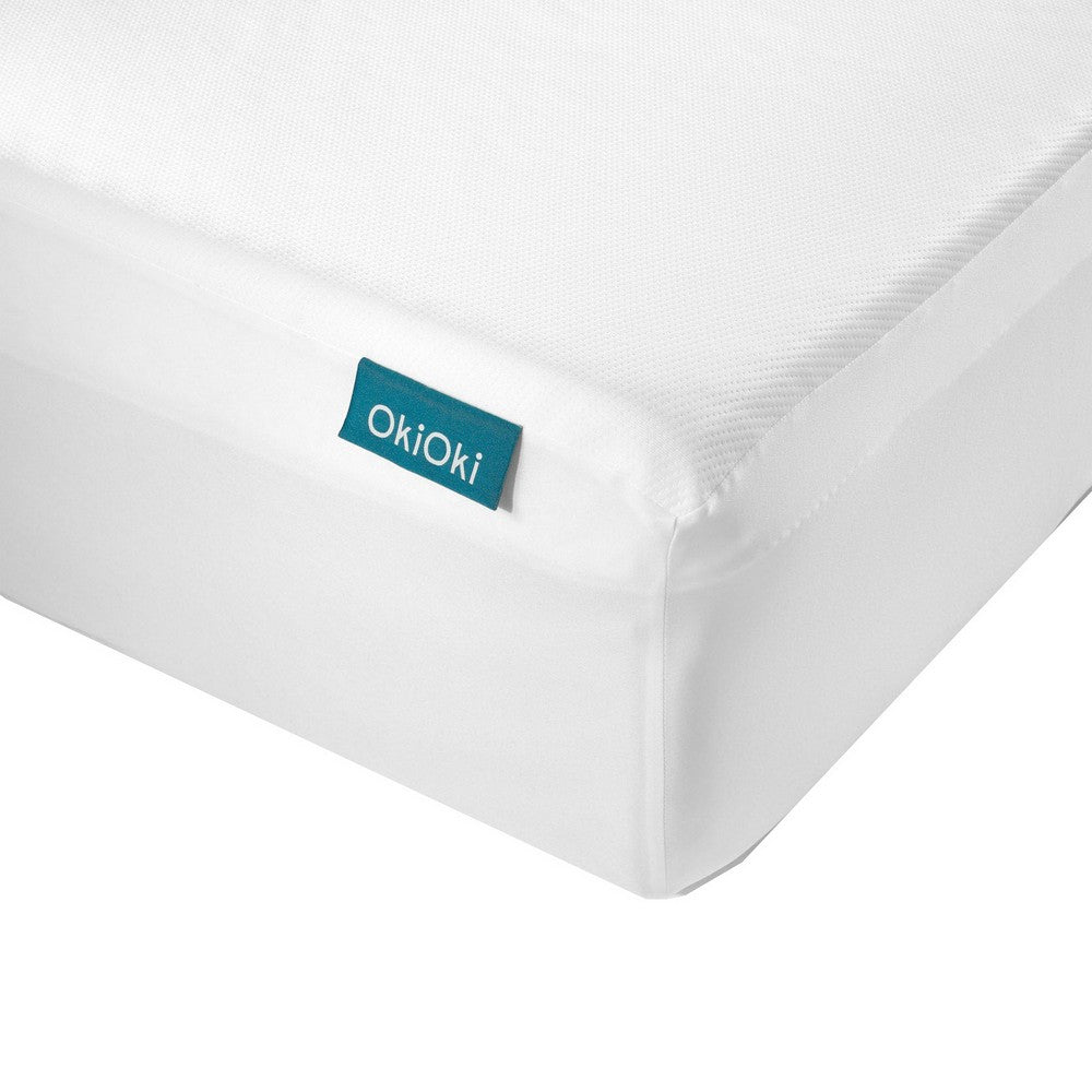 Benjara Swan King Size Mattress Protector, Waterproof Coating, White Polyester