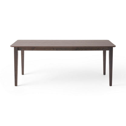 Benjara Dining Table, 76 Inch Rectangular, Curved Corners, Brown Rubberwood