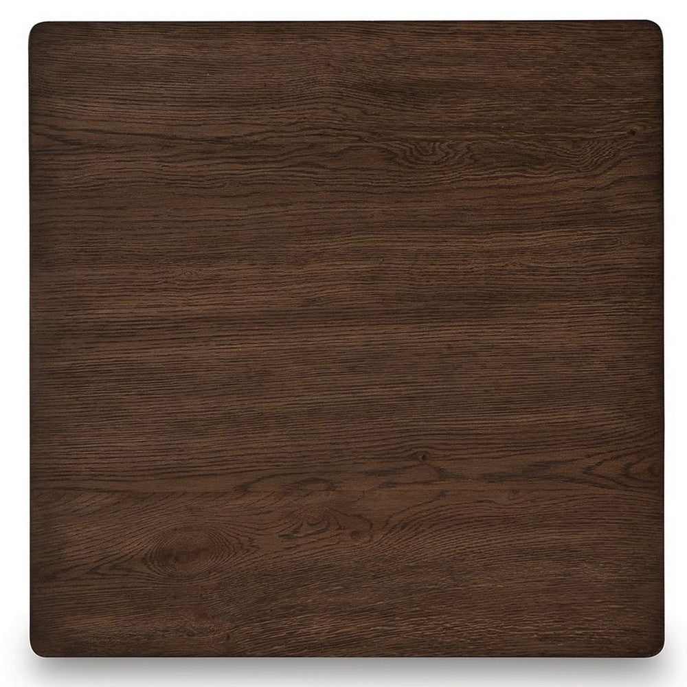 Benjara Reem Side End Table, Square Geometric Hourglass, 28 Inch Dark Brown