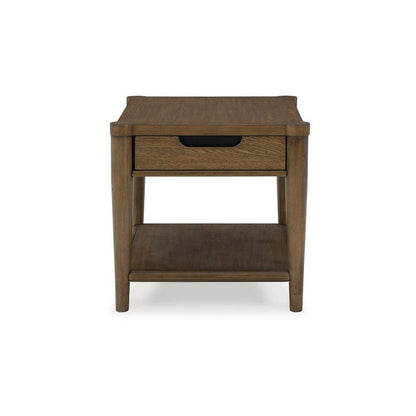 Benjara Howie Side End Table, Drawer And Shelf, Rectangular 26 Inch Brown Wood