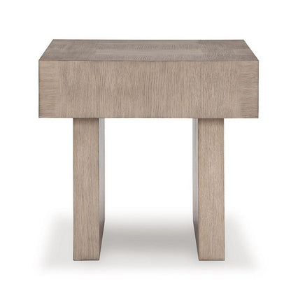 Benjara Laina Side End Table, Light Grayish Brown Hardwood, Square 26 Inch